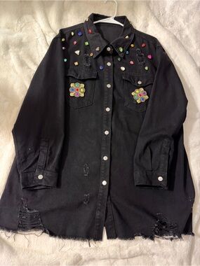 Embellished Black Denim Jacket